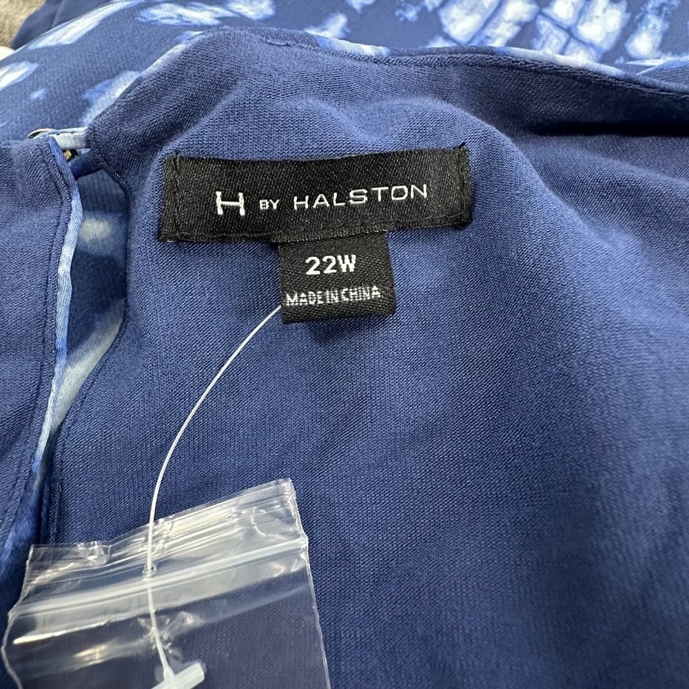 H By Halston Sleeveless Blouse Blue Layered Tie Dye 22W Brand New Polyester Rayo - Picture 3 of 11